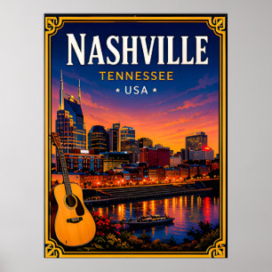 🎸 Nashville Tennessee Music City Poster