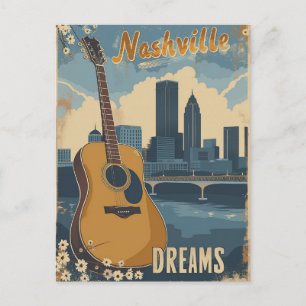 Nashville, Tennessee Music City Vintag Postkarte