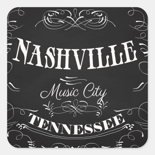 Nashville, Tennessee - Musikstadt Quadratischer Aufkleber (Vorderseite)