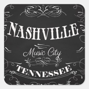 Nashville, Tennessee - Musikstadt Quadratischer Aufkleber