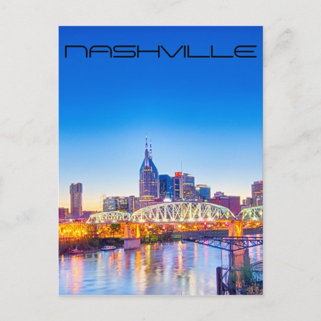 Nashville Tennessee Nacht Skyline Postkarte (Vorderseite)