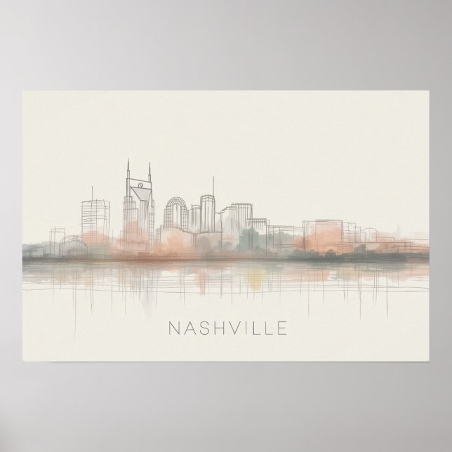 Nashville Tennessee Skyline Abstract Art Poster (Vorne)