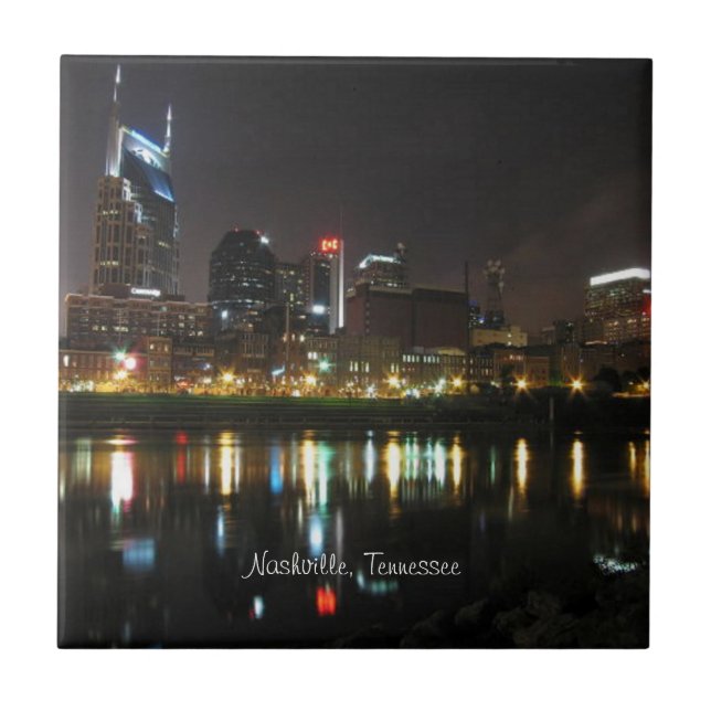 Nashville, Tennessee Skyline bei Nacht Fliese (Vorderseite)