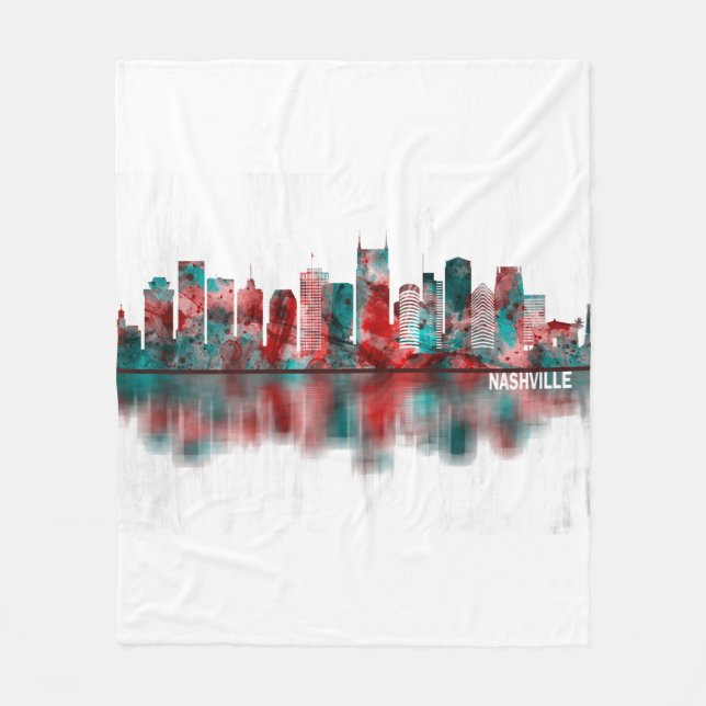 Nashville Tennessee Skyline Fleecedecke (Vorderseite)
