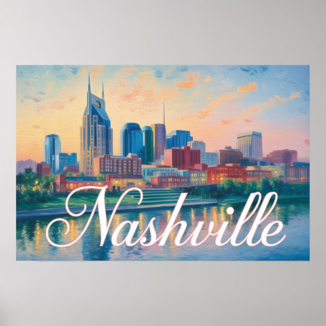 Nashville Tennessee Skyline Impressionist Poster (Vorne)