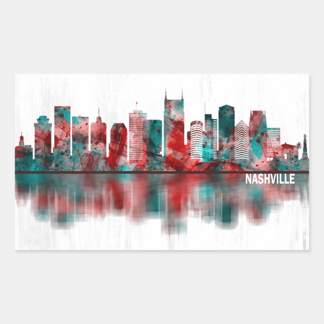 Nashville Tennessee Skyline Rechteckiger Aufkleber (Vorderseite)