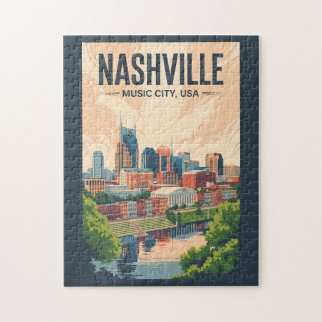 Nashville Tennessee Skyline Reisen Vintag (Vertikal)