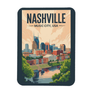 Nashville Tennessee Skyline Reisen Vintag Magnet