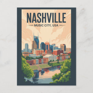 Nashville Tennessee Skyline Reisen Vintag Postkarte