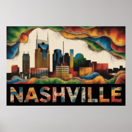 Nashville Tennessee Skyline Surrealist Druck Poster