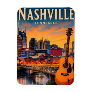 🎸 Nashville Tennessee Skyline und Music Row Magnet