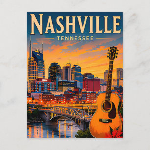 🎸 Nashville Tennessee Skyline und Music Row Postkarte