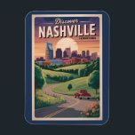 Nashville Tennessee Southern Road Art Magnet<br><div class="desc">Nashville Retro Vektor Reise Design. Von der Grand Ole Opry bis zu den Street Art Murals ist es ein Muss für Musikliebhaber und Stadtforscher.</div>