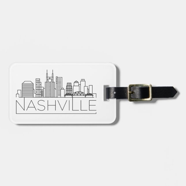 Nashville, Tennessee Stilisierter Skyline-Gepäckta Gepäckanhänger (Vorderseite horizontal)