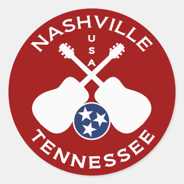 Nashville, Tennessee, USA Runder Aufkleber (Vorderseite)