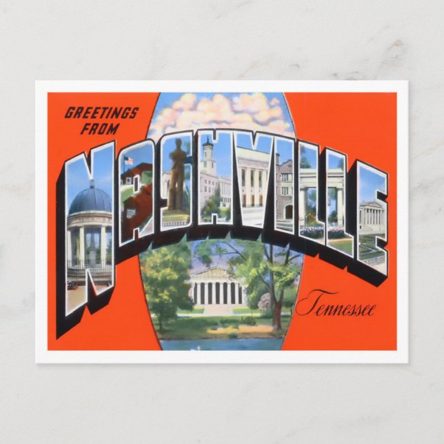 Nashville, Tennessee Vintag Big Letters Postcard Postkarte (Vorderseite)