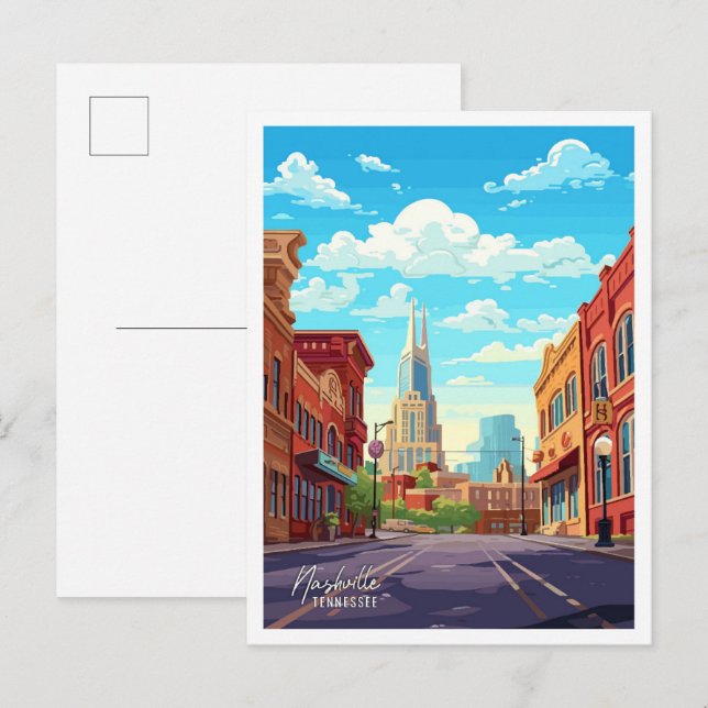 Nashville Tennessee Vintage-Reise-Illustration Postkarte (Vorne/Hinten)