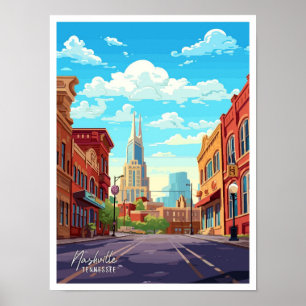 Nashville Tennessee Vintage-Reiseillustration Poster