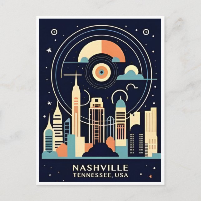 Nashville Tennessee Vintage Reiseziel Stadt Retro Postkarte (Vorderseite)