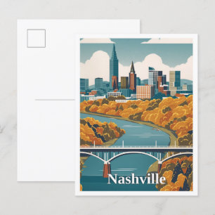 Nashville Tennessee Vintage Travel Illustration Postkarte