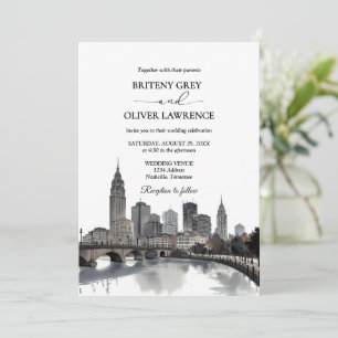 Nashville Tennessee Watercolor Skyline Wedding Einladung