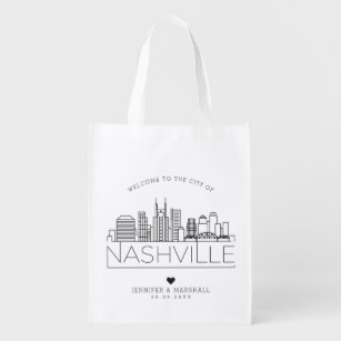 Nashville, Tennessee Wedding   Stilisierte Skyline Wiederverwendbare Einkaufstasche