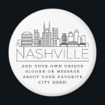Nashville Themed | Benutzerdefinierte Stadtmeldung Magnet<br><div class="desc">Ein einzigartiger Magnet für die schöne Stadt Nashville, Tennessee. Dieser Schlüsselanhänger zeigt die einzigartige Skyline der Stadt mit ihrem Namen darunter. Unter dem Namen der Stadt finden Sie einen Platz für Ihren einzigartigen Slogan oder Ihre Aussage über Ihre Lieblingsstadt. Ein guter Weg, um ein Dankeschön für Gäste zu senden, die...</div>