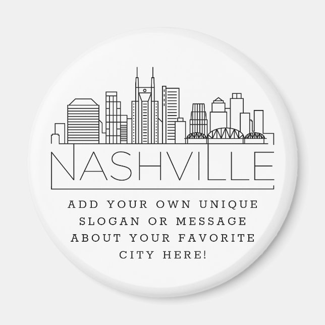 Nashville Themed | Benutzerdefinierte Stadtmeldung Magnet (Vorne)