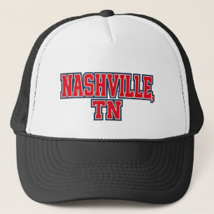 Nashville TN Bold Block Letter Design - Red White Truckerkappe