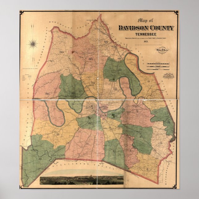 Nashville TN Historic Map Poster (Vorne)