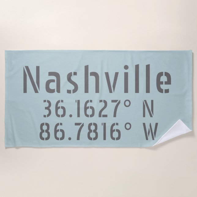 Nashville TN Latitude Longitude Strandtuch (Vorderseite)