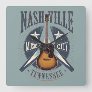 Nashville, TN - Music City USA Quadratische Wanduhr