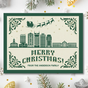 Nashville, TN Skyline Weihnachtsfeiertag Postkarte