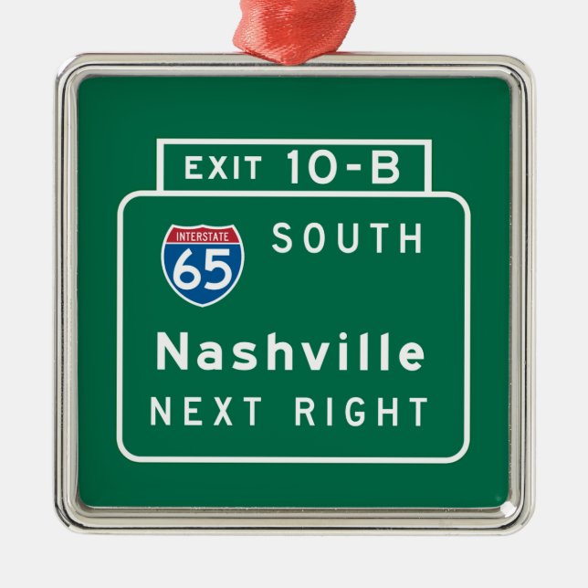 Nashville, TN-Verkehrsschild Silbernes Ornament (Vorne)