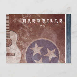 Nashville, TN Vintage Drapeau guitare Carte postal