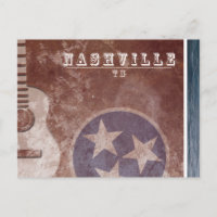 Nashville, TN Vintage Flag-Gitarre Postcard