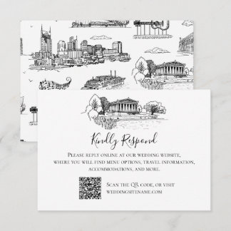 Nashville Toile Schwarz und Weiß Dankeskarte