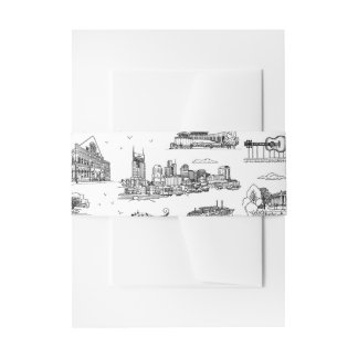 Nashville Toile Schwarz und Weiß Einladungsbanderole