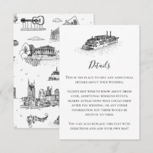 Nashville Toile Schwarz-Weiß-Beilagekarte Mitteilungskarte