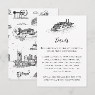Nashville Toile Schwarz-Weiß-Beilagekarte Mitteilungskarte