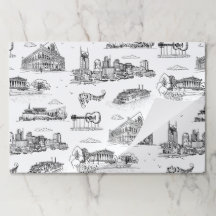 Nashville Toile Schwarz-Weiß-Platzset