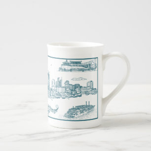 Nashville Toile Twilight auf Weiß Prozellantasse