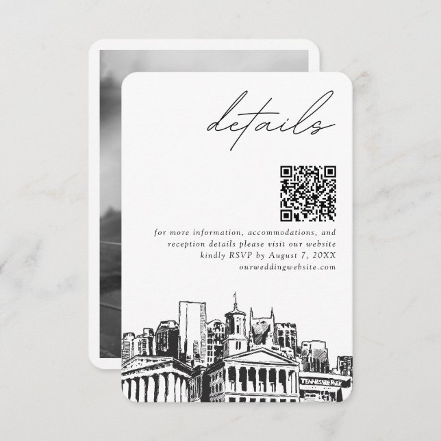 Nashville Wedding Details QR Code Small Begleitkarte (Vorne/Hinten)
