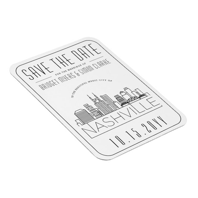Nashville Wedding Stylized Skyline Save the Date Magnet (Rechte Seite)