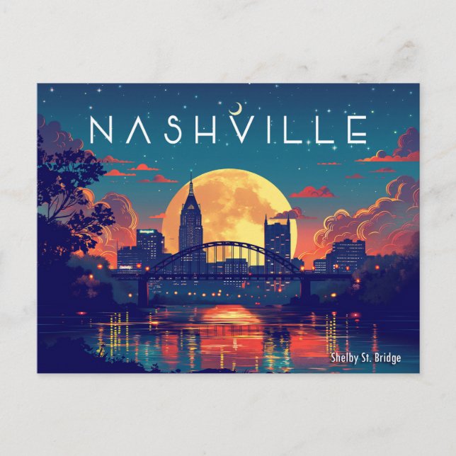 Nashville's Shelby Street Bridge Postkarte (Vorderseite)