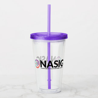 NASIG Logo-Trommel mit Stroh Acryltrinkbecher