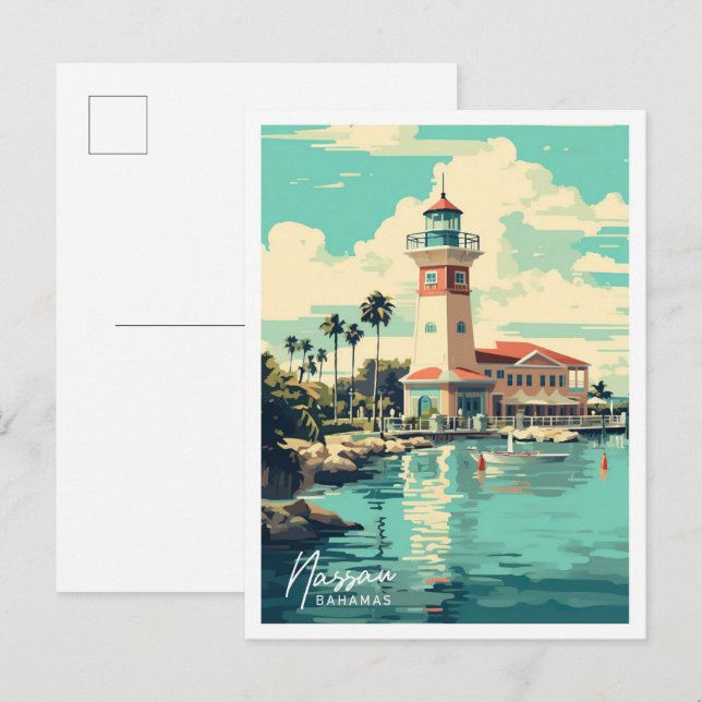 Nassau Bahamas Art Vintage Reise Postkarte (Vorne/Hinten)