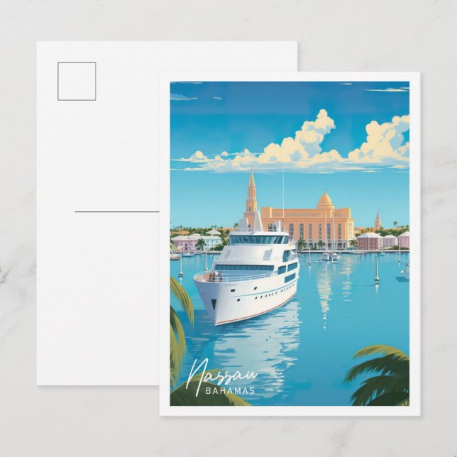 Nassau Bahamas Art Vintage Reise Postkarte (Vorne/Hinten)