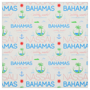Nassau, Bahamas farbenfroher Text- und Bildmuster Stoff