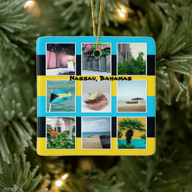 Nassau, Bahamas FotoCollage Keramikornament (Baum)